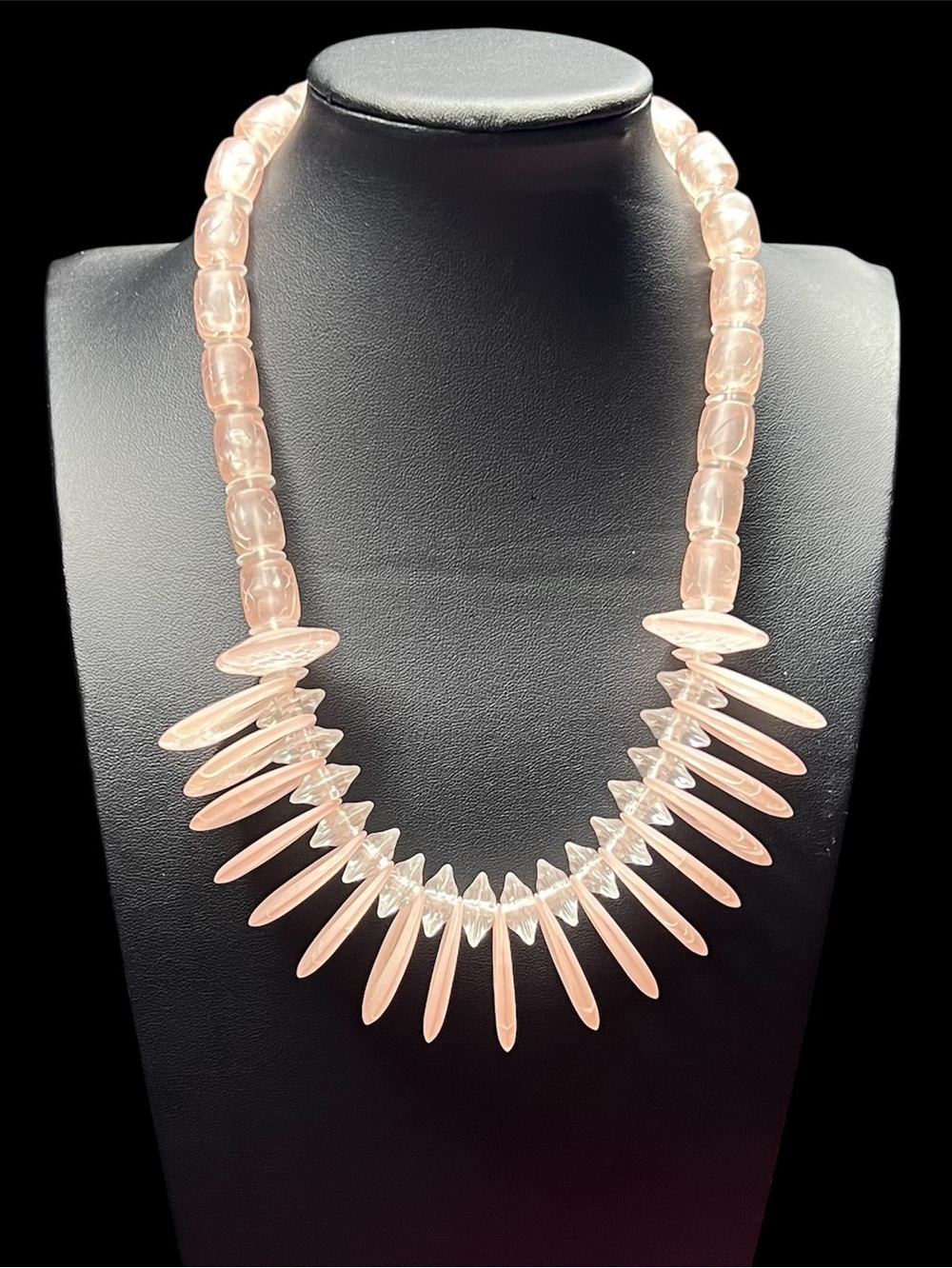 1960's Pink Lucite Modernist Space Age Disc Necklace